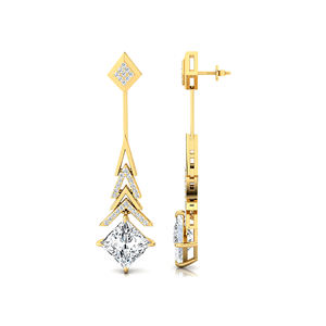 Pendientes Colgantes de Lujo con Diamante de Laboratorio de 2.0ct, Corte Princesa, 7MM, D VVS, Certificado IGI, Oro de 14K y 18K, Hermoso Diseño Hecho a Mano para Mujer - Product Image 4