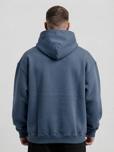 Men's <b>Navy</b> Embroidered Hoodie Premium Cotton Fleece Pullover Streetwear <b>Sweatshirt</b> Custom Logo Wholesale Fashion - Product Image 2