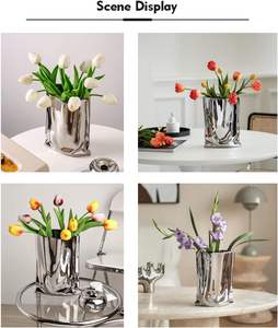 Florero de Metal Texturizado de Lujo Diseñado para Exhibir Hermosos Ramos en Dormitorios, Oficinas y Áreas de Recepción - Product Image 2