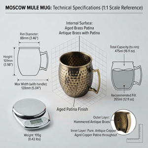 Taza Moscow Mule de Cobre Martillado Moderno al por Mayor con Asa de Latón Hecha a Mano, Ecológica, Apta para Lavavajillas, para Cócteles, Cerveza, Café, OEM - Product Image 5