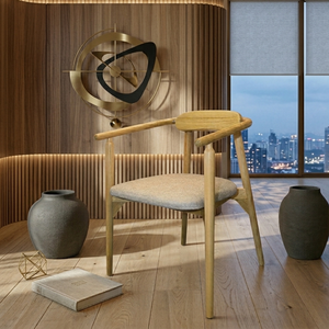 Fauteuil de salle à manger moderne en bois Evander avec dossier et assise rembourrés au design ergonomique - pour la maison, le bureau et l'appartement - Product Image 6