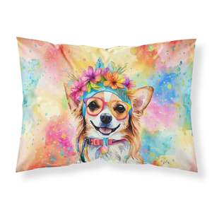 Ligero Super suave Chihuahua Hippie Dawg funda de almohada estándar fácil cuidado decorativo ilustraciones funda de cojín - Product Image 1