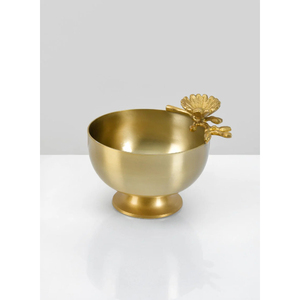 Cuenco de Metal Estilo Rústico con Base de Ramas Florales, Acabado Dorado Pulido, Vajilla para Bodas y Hogar, Cuencos Decorativos para Regalo - Product Image 2