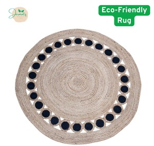 Alfombra Redonda de Yute Jernatz Económica, Hecha a Mano, Color Marrón Natural, Estilo Bohemio, Pelo Plano, Ecológica, para Sala de Estar - Product Image 5