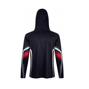Fishing Long Sleeve Hooded Shirt With UPF 50 Anti <b>UV</b> <b>Protection</b> For Adults Unisex Black Red White Sublimation Print - Product Image 2