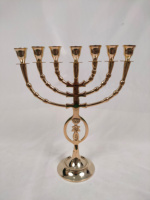Ménorah israélienne de Jérusalem à sept branches en laiton, faite à la main, polie, gravée et imprimée en deux couleurs, pour Noël – Édition spéciale