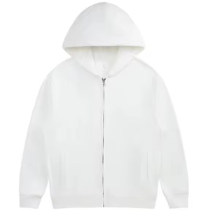 Sweat à capuche décontracté personnalisé de haute qualité, respirant, avec logo imprimé en relief, en coton surdimensionné, double fermeture éclair, en molleton épais, pour homme - Product Image 2