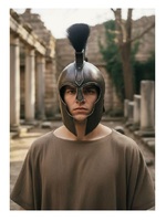 Casque de guerrier trojan en acier artisanal, inspiré d'Ahile, pour adulte, armure portative, accessoire de costume, photographie, décoration de maison