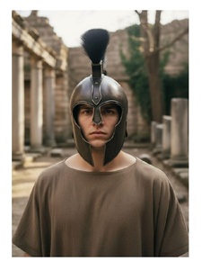 Casque de guerrier trojan en acier moulé en 3D, inspiré d'Ahile, artisanal, pour adulte, utilisable comme armure ou accessoire de tête, pour la décoration intérieure et la photographie - Product Image 1