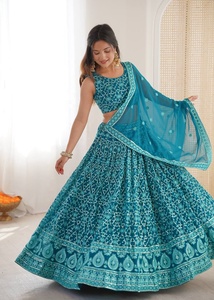 Lehenga Choli de Diseñador con Bordado, Vestido Tradicional Indio para Boda, Conjunto Largo para Mujer - Product Image 2