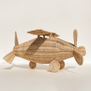 Great quality woven <b>aeroplane</b> <b>toys</b> natural rattan pretend play <b>toy</b> mini size airplane model - Product Image 2