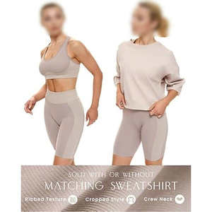 Leggings sans couture taille haute pour femmes, soutien-gorge de sport, veste de yoga à manches longues, ensemble de vêtements de sport 3 pièces pour la gym, le fitness et le yoga pour femmes - Product Image 2