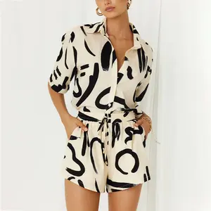 Conjuntos cortos de verano para mujer, camiseta corta con estampado de letras y pantalones cortos a juego, conjunto de dos piezas para mujer - Product Image 5