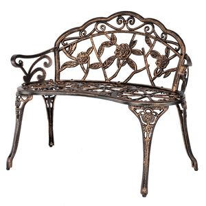 Panchina da Giardino in Alluminio Pressofuso da 98 cm, Sedia Decorativa per Cortile e Parco - Product Image 1