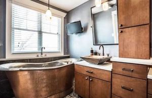 Bañera de Cobre Independiente Rectangular con Tapa, Bañera Duradera y Ecológica para Adultos, para Baño - Product Image 5