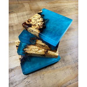 Modern Rustic Resin Wooden <b>Coasters</b> Dining <b>Table</b> Mats & Pads - Product Image 6
