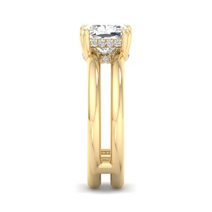 Anillo de boda clásico para mujer, de doble banda, en plata de ley 925, con moissanita de corte cojín de lujo. - Product Image 6
