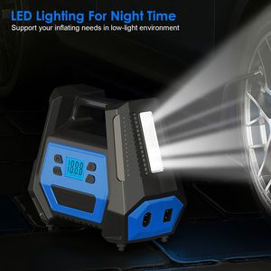 Inflador de Neumáticos Portátil de 150 PSI y 120W de Potencia Máxima con Pantalla Digital, Luz LED, Boquilla Inflable, Aguja, Fusible y Compresor de Aire - Product Image 6
