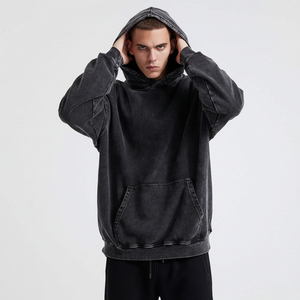 Sweat à capuche décontracté style vintage pour homme et femme, en coton délavé, coupe ample, idéal printemps-automne, qualité OEM économique - Product Image 1