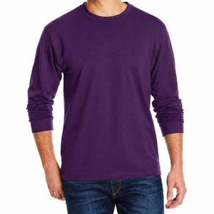 T-shirts à manches longues pour hommes en coton 100% de haute qualité, personnalisés avec logo, tricotés, respirants, à séchage rapide, col rond - Product Image 5