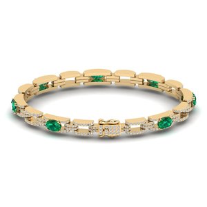 REYES Personalized Sterling <b>Silver</b> 925 Moissanite Tennis <b>Bracelets</b> For Women 14K <b>Solid</b> White Gold Emerald Gemstone Jewelry - Product Image 4
