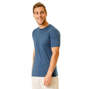 เสื้อยืดคอกลมแขนสั้นผู้ชาย สีน้ำเงิน ทรงปกติ ผ้าคอตตอนเจอร์ซีย์ สีพื้น มีจำหน่ายแล้วในราคาที่เหมาะสม - Product Image 2