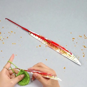 Aiguilles à tricoter et à crocheter en aluminium colorées avec résine époxy pour fleurs, outils de crochet pour pulls - Product Image 4