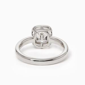 Anillo de Moissanita con Corte Cojín y Halo Oculto Clásico para Mujer, Plata 925 Original con Baño de Oro Amarillo, Regalo de Compromiso Nupcial - Product Image 5