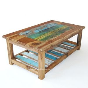Durable Solid Rustic <b>Coffee</b> <b>Table</b> Handcrafted Eco-Friendly Minimalist Vintage Industrial Living Room Furniture Reclaimed Boat - Product Image 2