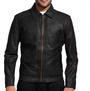 Chaqueta de Cuero para Hombre 2026 de Alta Calidad, Personalizada, Resistente al Agua, de Piel Vacuna, Color Negro, con Cierre de Cremallera, Venta al Por Mayor - Product Image 4