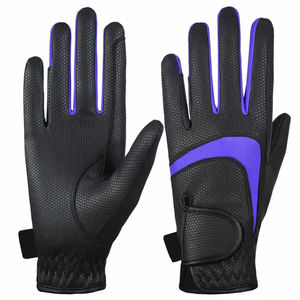Gants d'équitation en cuir pour hommes, couleur unie, fermeture auto-agrippante, accessoires d'équitation, coupe régulière - Product Image 3