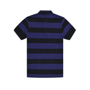 เสื้อโปโลลายทางสำหรับผู้ชาย สีกรมท่า-ม่วง ลายทางแนวนอน แขนสั้น ผ้าฝ้ายผสม ระบายอากาศได้ดี สวมใส่สบายๆ - Product Image 2