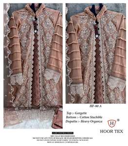 Élégant ensemble lourd Georgette Salwar Kameez pour l'hiver comprenant un bas en coton extensible et un dupatta en organza - Product Image 6