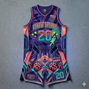 REXFIT SPORTS Kit de basket-ball personnalisé pour adultes, léger, respirant, en polyester, avec short et maillot, séchage rapide - Product Image 3