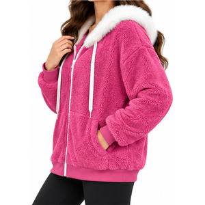 Premium Warm <b>Sherpa</b> <b>Fleece</b> Hoodies <b>Men</b> Women Custom Soft Plush Winter Hooded Zipper Sweatshirt Casual Fashion Apparel Supplier - Product Image 2