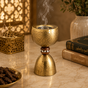 Solid Wooden Metal Oud Burner Modern Eco Friendly Arabic Bakhoor Burner Polish Finished Incense Holder Luxury <b>Eid</b> <b>Gift</b> Wholesale - Product Image 2