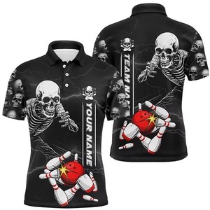 Custom <b>Bowling</b> Polo Shirt Men Short Sleeve Sublimation Print Gradient Color Strike Flame Design Team Wear Plus Size Knitted - Product Image 6