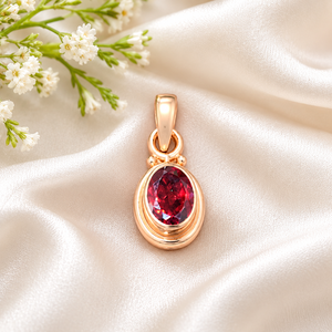 Pendentif Breloque Artisanal en Grenat Rouge Ovale Sertie de Pierres Précieuses, en Argent Sterling 925 Pur Plaqué Or Rose, Bijou Fin, Cadeau pour Elle - Product Image 3