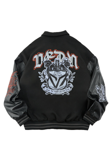 Chaqueta Varsity de Invierno para Hombre con Logotipo Personalizado OEM, Bordado de Pana, Cuello Alto, Cierre con Botones de Cuerno, Estilo Urbano, Logotipo Frontal - Product Image 5