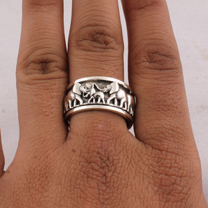 925 Sterling Silver Elephant Amethyst Bezel Setting <b>Spinner</b> <b>Ring</b> Wholesale Party Occasion Women's Anxiety Fidget Jewelry - Product Image 6