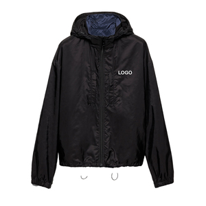 Veste à capuche réversible en nylon recyclé de qualité supérieure pour homme, coupe ample, fermeture éclair intégrale, coupe-vent, fabrication OEM personnalisée de luxe - Product Image 1