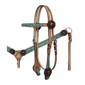 Brida de Cuero Premium Hecha a Mano con Riendas de Roper, Forma Anatómica y Acolchado Suave Ajustable con Bocado de 5 Pulgadas - Product Image 3