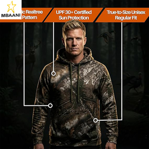 Sweat à capuche camouflage pour homme et femme - Équipement de chasse en polaire premium avec poche zippée - Product Image 5