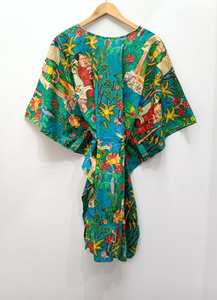 Vestido Kaftán Floral de Algodón 100% Premium para Mujer, Elegante, Vintage, Corte en A, Largo hasta la Rodilla, Suave, Transpirable, Corte Holgado, para Uso Diario en Verano - Product Image 4