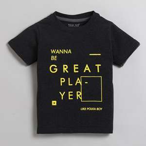 Camiseta Polka Tots Media Manga 100% Algodón Estampado Gran Jugador-Negro - Product Image 1