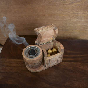 Luxury Wooden Bakhoor Censer Incense Burner with Storage <b>Box</b> Handmade Oud Charcoal Holder Arabic Ramadan <b>Eid</b> <b>Gift</b> OEM Wholesaler - Product Image 2