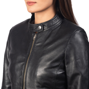 Blouson Bomber Unisexe Noir en Cuir Véritable Coupe Ample Col Mandarin Fermeture Éclair Qualité Supérieure Vintage Hiver Personnalisable - Product Image 5
