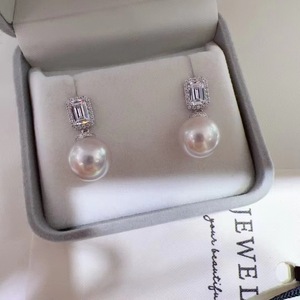 Pendientes Grandes de Perlas Edison de Agua Dulce Blancas, Plata S925 de Alta Calidad, Diseño Simple y Elegante, Frescos y Modernos - Product Image 1