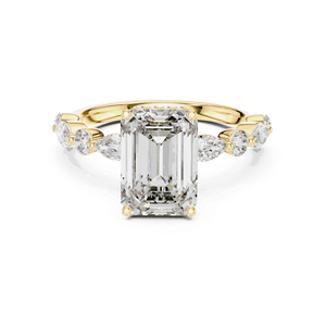 Anillo de Compromiso con Diamante Cultivado en Laboratorio de Corte Esmeralda de 3 Quilates, Halo Oculto, Oro Sólido de 18K, Certificado IGI, Anillo de Novia para Mujer - Product Image 1