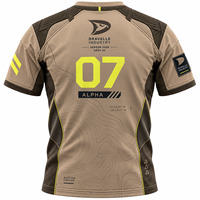 Maillot Esports Sand Khaki avec Carte Topographique, Col Ripstop et Accents Néon Vert Citron pour Homme